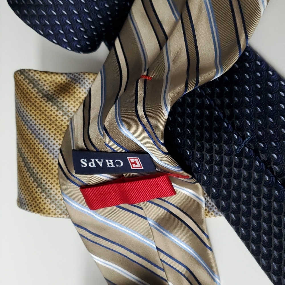 Blues and Neutrals Used Ties Bundle Set of Three - Picture 3 of 4
